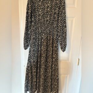 12th Tribe Black and White Floral Long Sleeve Dress
